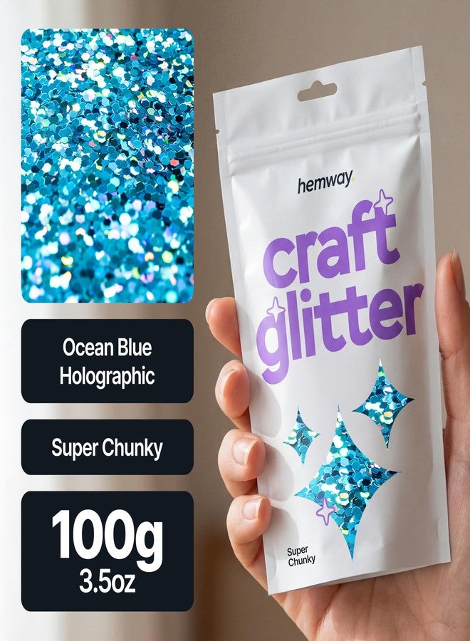 Hemway Craft Glitter Ocean Blue Holographic 100g Super Chunky Glitter for Crafts, Resin, Epoxy, Tumbler, Art, Candle, Decorations, Crafting Supplies - Image 2