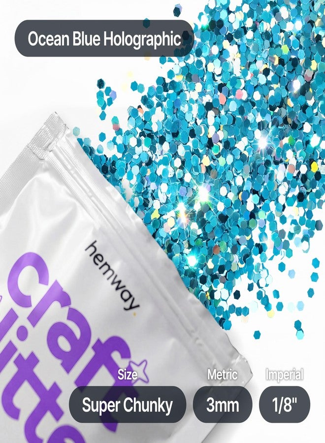 Hemway Craft Glitter Ocean Blue Holographic 100g Super Chunky Glitter for Crafts, Resin, Epoxy, Tumbler, Art, Candle, Decorations, Crafting Supplies - Image 4