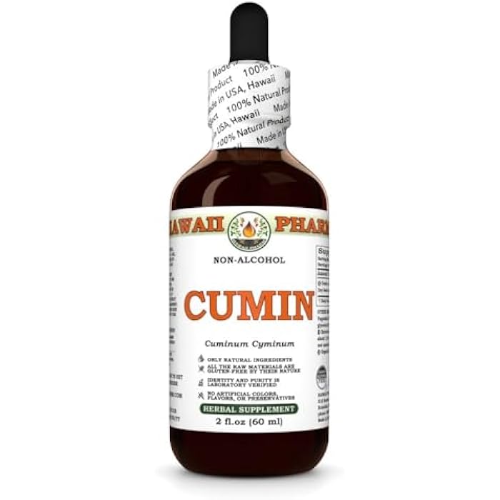Hawaii Pharm Cumin (Cuminum Cyminum) Dry Seed Glycerite, Made in Hawaii, Raw Materials, All Natural, Vegan, Lab Tested Alcohol-Free Liquid Extract - 2 fl.oz - Image 1