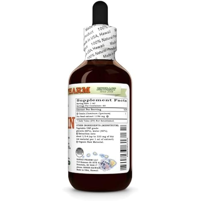 Hawaii Pharm Cumin (Cuminum Cyminum) Dry Seed Glycerite, Made in Hawaii, Raw Materials, All Natural, Vegan, Lab Tested Alcohol-Free Liquid Extract - 2 fl.oz - Image 2