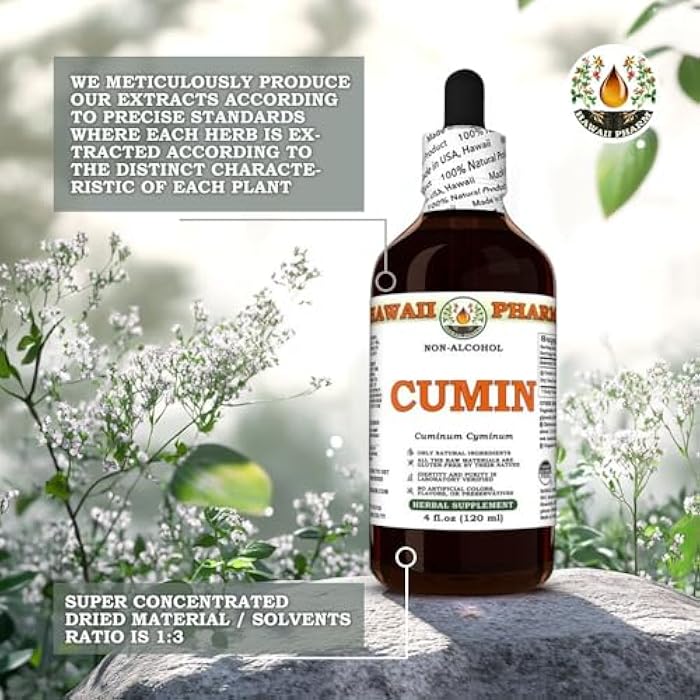 Hawaii Pharm Cumin (Cuminum Cyminum) Dry Seed Glycerite, Made in Hawaii, Raw Materials, All Natural, Vegan, Lab Tested Alcohol-Free Liquid Extract - 2 fl.oz - Image 5