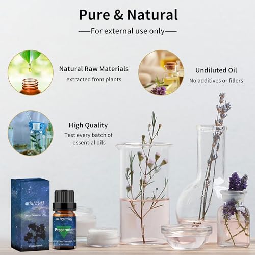 BURIBURI Lavender and Peppermint Essential Oil, 100% Pure, Undiluted, Natural, Organic Aromatherapy Essential Oils Gift Set, 10MLx2 - Image 5