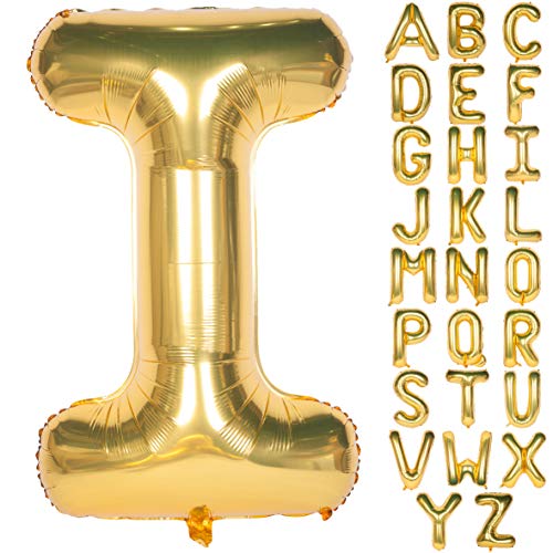 CHANGZHONG Letter Balloons 40 Inch Giant Jumbo Helium Foil Mylar for Party Decorations Gold I - Image 1