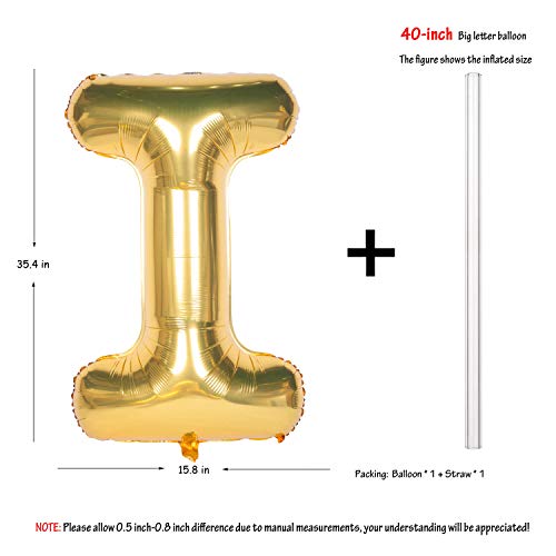 CHANGZHONG Letter Balloons 40 Inch Giant Jumbo Helium Foil Mylar for Party Decorations Gold I - Image 5