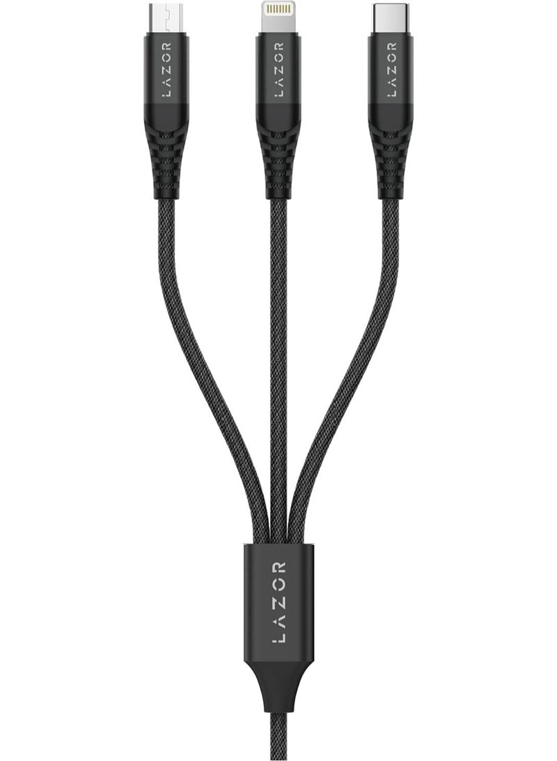 UC511 3-in-1 Fast Charging Data Cable – Type-C, Micro-USB, and Lightning Connectors  - Image 2