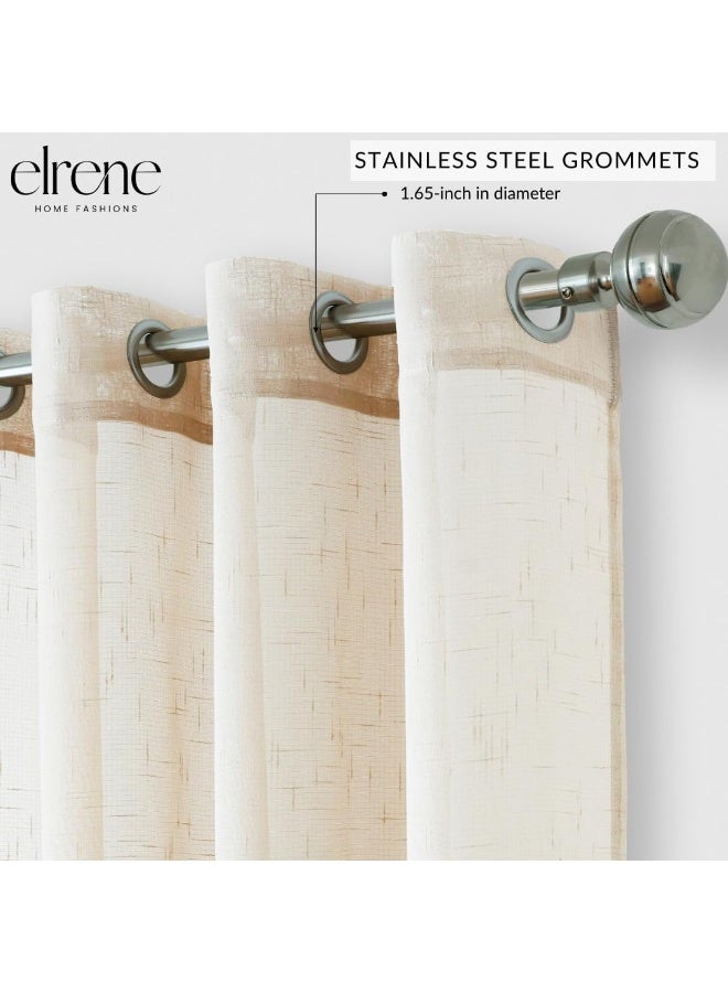 Elrene Home Fashions Carmen Sheer Extra-Wide Weatherproof Indoor/Outdoor Grommet Top Curtain Panel with Coordinating Tieback for Porch, Pergola, Patio, Deck, 114â€W x 108â€L, Ivory - Image 3