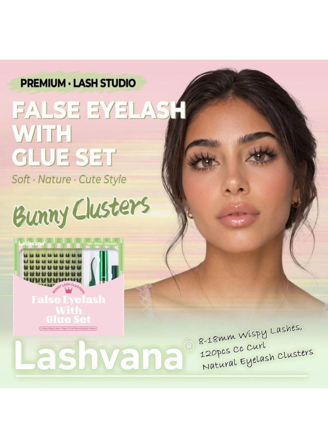 lashvana 120pcs False Eyelashes With Glue Kit,Individual Lash Clusters With Lash Bond,Eyelash Brush And Tweezers, Eyelash Extension Kit, Perfect For Beginners And Professionals, Easy To Apply At Home.（03） - Image 2
