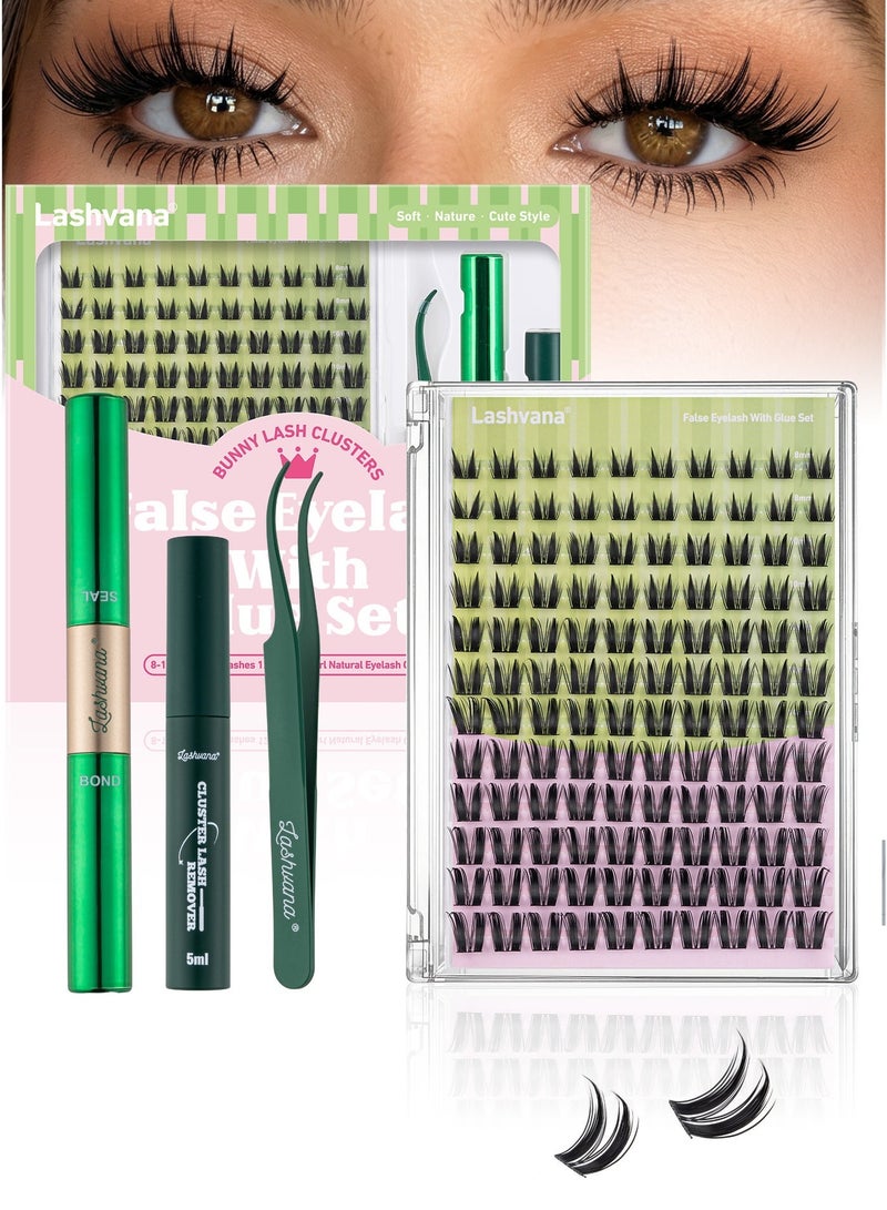 lashvana 120pcs False Eyelashes With Glue Kit,Individual Lash Clusters With Lash Bond,Eyelash Brush And Tweezers, Eyelash Extension Kit, Perfect For Beginners And Professionals, Easy To Apply At Home.（03） - Image 1