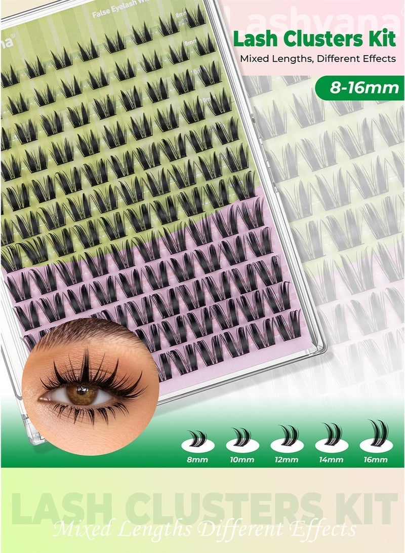 lashvana 120pcs False Eyelashes With Glue Kit,Individual Lash Clusters With Lash Bond,Eyelash Brush And Tweezers, Eyelash Extension Kit, Perfect For Beginners And Professionals, Easy To Apply At Home.（03） - Image 3
