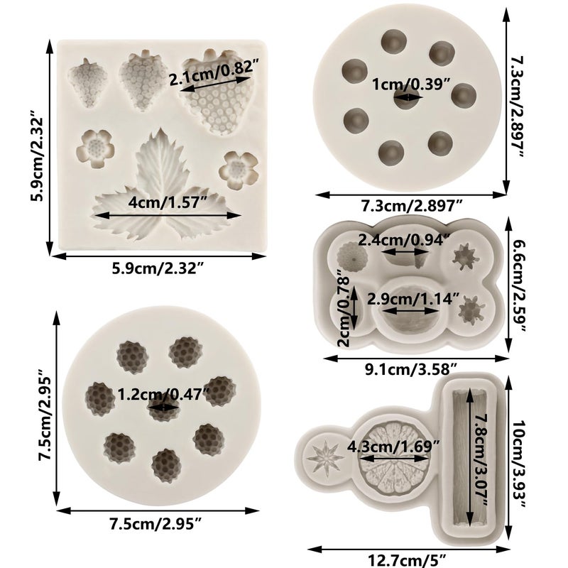 Sijiangmold Blueberry Raspberry Strawberry Fondant Molds Nuts Berries Silicone Mold Spices Star Anise Cinnamon Lemon Mold For Cake Decorating Cupcake Topper Candy Chocolate Gum Paste Set Of 5 - Image 2