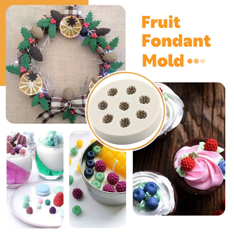 Sijiangmold Blueberry Raspberry Strawberry Fondant Molds Nuts Berries Silicone Mold Spices Star Anise Cinnamon Lemon Mold For Cake Decorating Cupcake Topper Candy Chocolate Gum Paste Set Of 5 - Image 4
