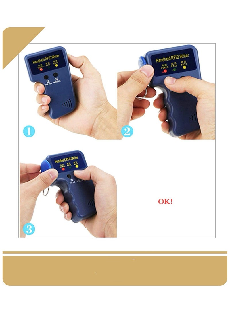 Professional Handheld RFID 125KHz ID Card Copier Reader Writer Portable Duplicator Durable with 5 Writable Tags 5 Writable Cards (Copier Bundle)  - Image 3