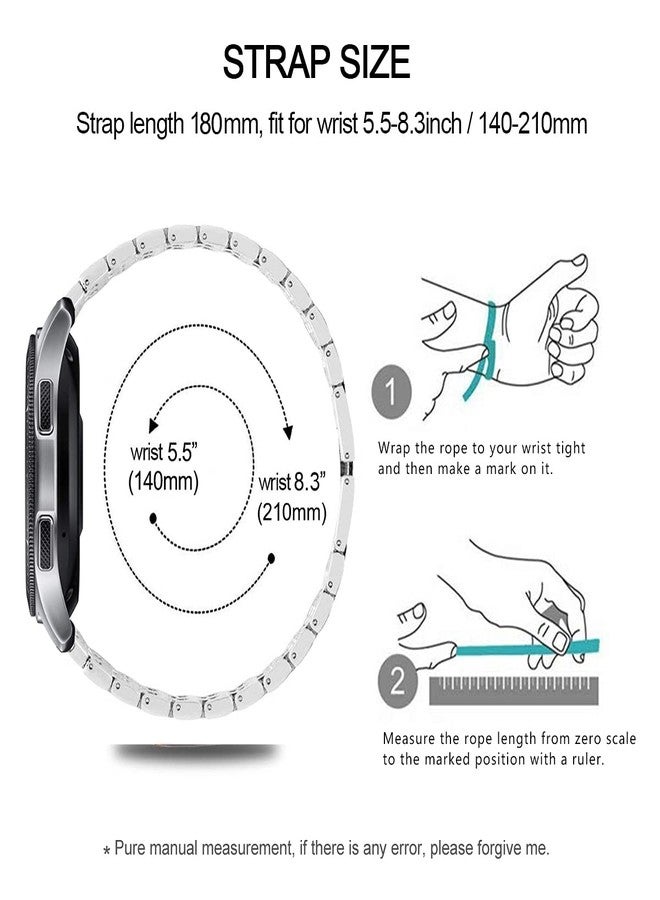 DEALELE Bands Compatible with Samsung Galaxy Watch 3 (45mm), 22mm Full Rhinestone Diamond Stainless Metal Strap with Bezel Ring Cover Replacement for Women Men (Silver) - Image 5