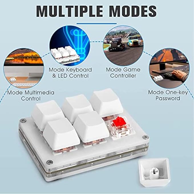 rayihni UPGRADE OSU KEYPAD 6 KEY GAMING KEYBOARD, USB MINI 6 KEY KEYPAD MECHANICAL GAMING PC KEYBOARDS PROGRAMMING MACRO WITH SOFTWARE OSU HID STANDARD KEYBOARD(CHERRY SHAFT & RGB LED) - Image 2