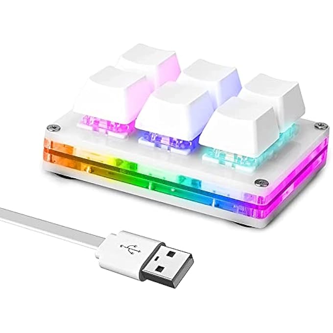 rayihni UPGRADE OSU KEYPAD 6 KEY GAMING KEYBOARD, USB MINI 6 KEY KEYPAD MECHANICAL GAMING PC KEYBOARDS PROGRAMMING MACRO WITH SOFTWARE OSU HID STANDARD KEYBOARD(CHERRY SHAFT & RGB LED) - Image 1