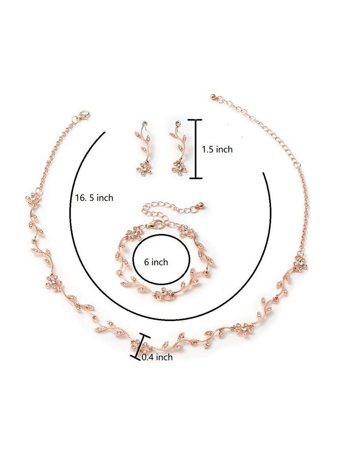 HapiBuy Crystal Necklace Earrings Bracelet Bridal Wedding Jewelry Set Rhinestone Choker Necklace For Brides Bridesmaid Gold Color - Image 3