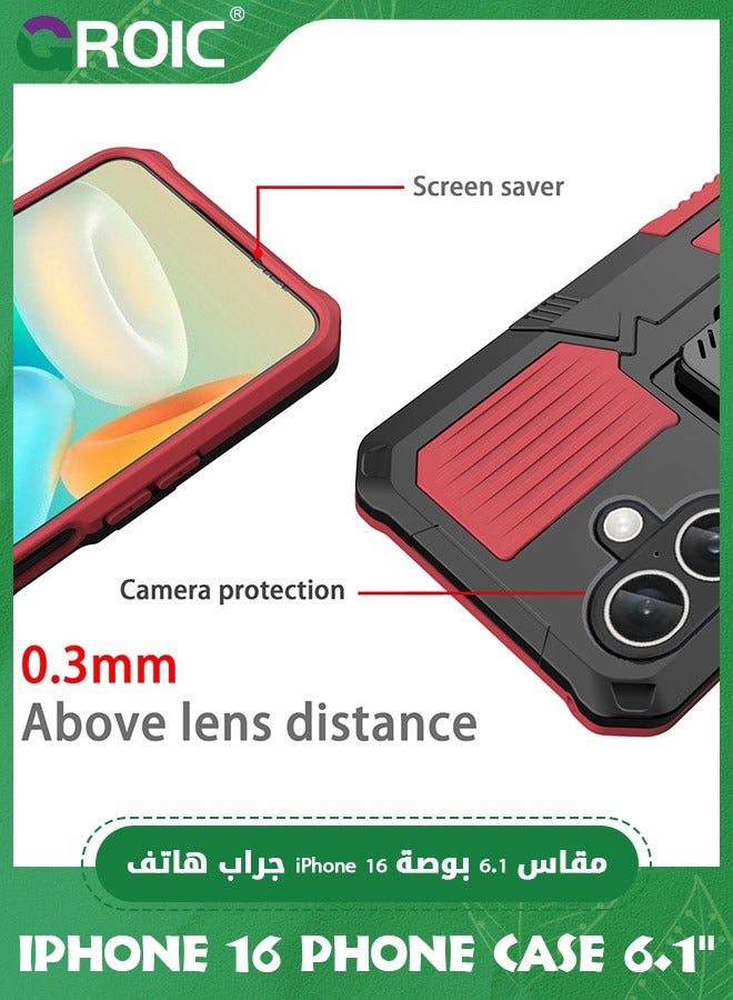 GROIC iPhone 16 Phone Case,iPhone 16 Case with Ring Holder Stand,Support Magnet Car Mount,Shockproof Phone Cover iPhone 16,iPhone 16 Phone Shell 6.1'' - Image 3