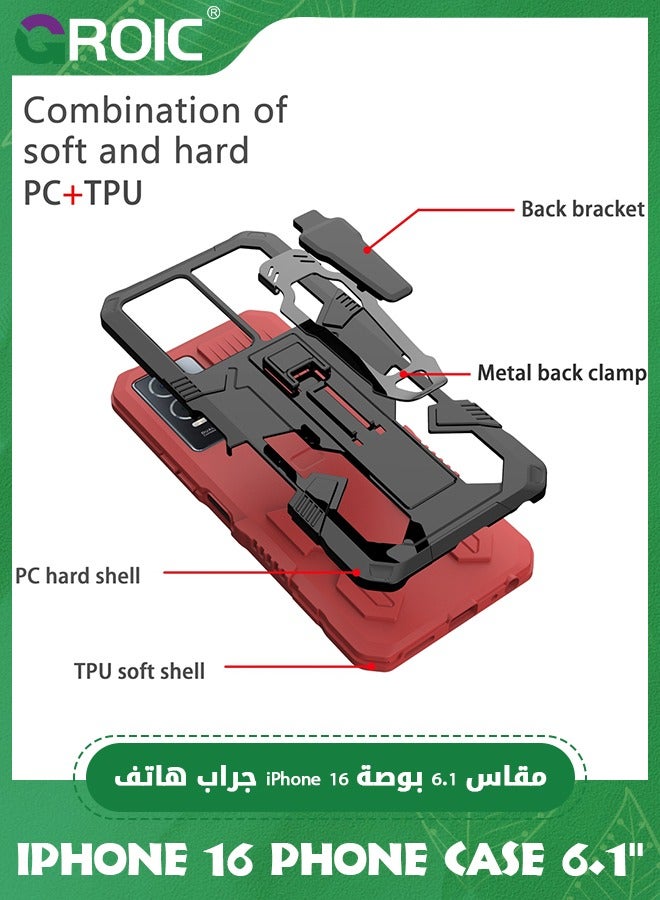 GROIC iPhone 16 Phone Case,iPhone 16 Case with Ring Holder Stand,Support Magnet Car Mount,Shockproof Phone Cover iPhone 16,iPhone 16 Phone Shell 6.1'' - Image 5