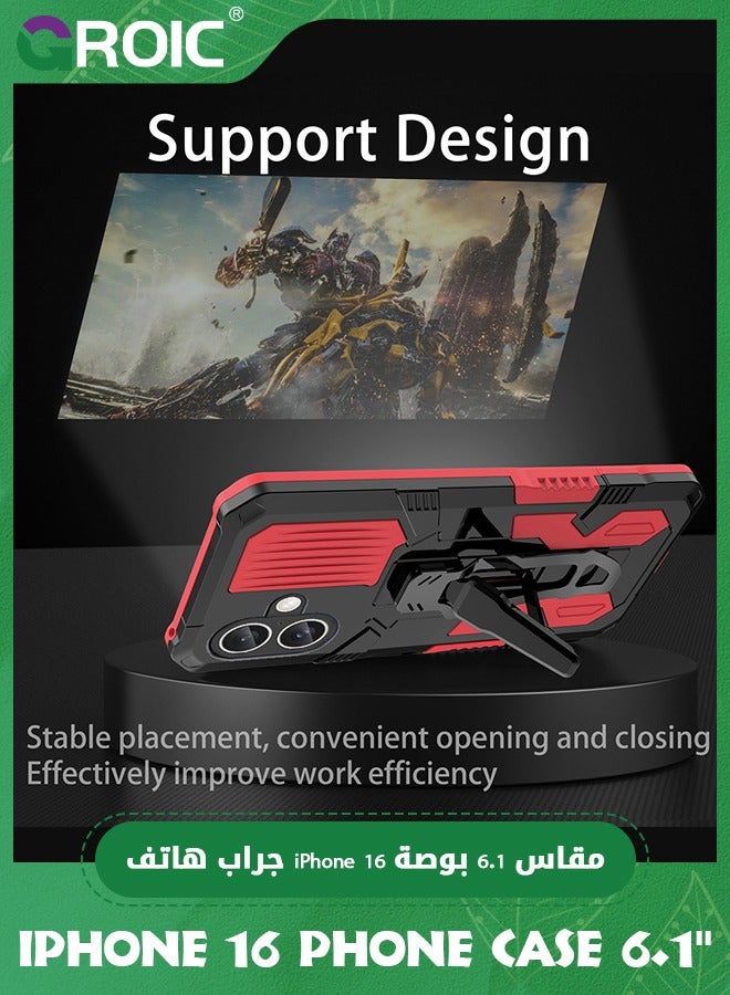 GROIC iPhone 16 Phone Case,iPhone 16 Case with Ring Holder Stand,Support Magnet Car Mount,Shockproof Phone Cover iPhone 16,iPhone 16 Phone Shell 6.1'' - Image 2