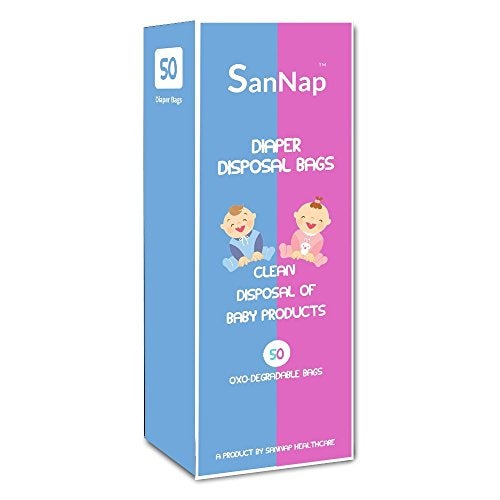 SanNap Baby Diaper Disposal 50 Bags/Sacks (Toss Dirty Diapers Bag) - Pack of 50 Bags - Image 1