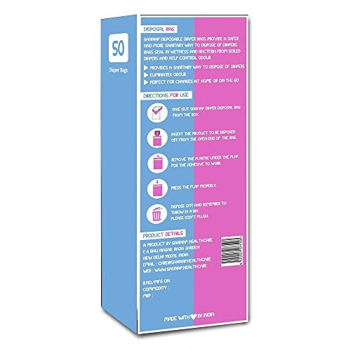 SanNap Baby Diaper Disposal 50 Bags/Sacks (Toss Dirty Diapers Bag) - Pack of 50 Bags - Image 2