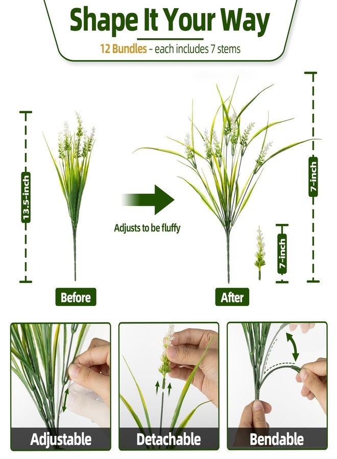 AENTGIU UV Resistant Faux Outdoor Plant, Fake Monkey Grass with Flowers, 12 Bundles Outdoor Artificial Plants Porch Decoration for Planter, Realistic Greenery with Flexible Stems for Patio Garden Pathway - Image 3