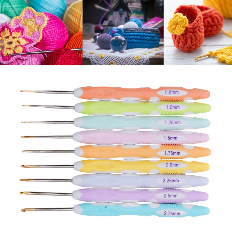 Aluminum Crochet Hooks: 9 Pcs Ergonomic Non-Slip Handle Set - Durable Aluminum Material Professional Crochet Needles for Knitting Beginners, Hobby Crafters & Gift Recipients - Image 4
