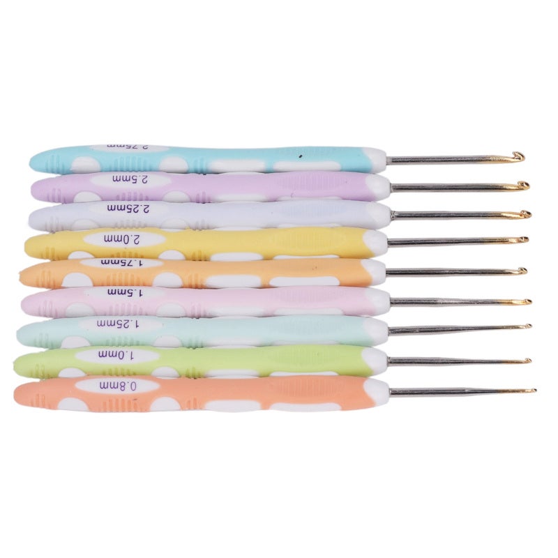 Aluminum Crochet Hooks: 9 Pcs Ergonomic Non-Slip Handle Set - Durable Aluminum Material Professional Crochet Needles for Knitting Beginners, Hobby Crafters & Gift Recipients - Image 2