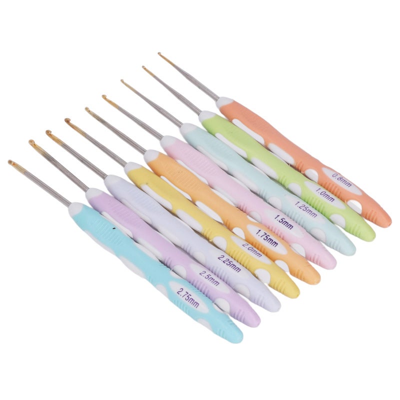 Aluminum Crochet Hooks: 9 Pcs Ergonomic Non-Slip Handle Set - Durable Aluminum Material Professional Crochet Needles for Knitting Beginners, Hobby Crafters & Gift Recipients - Image 1