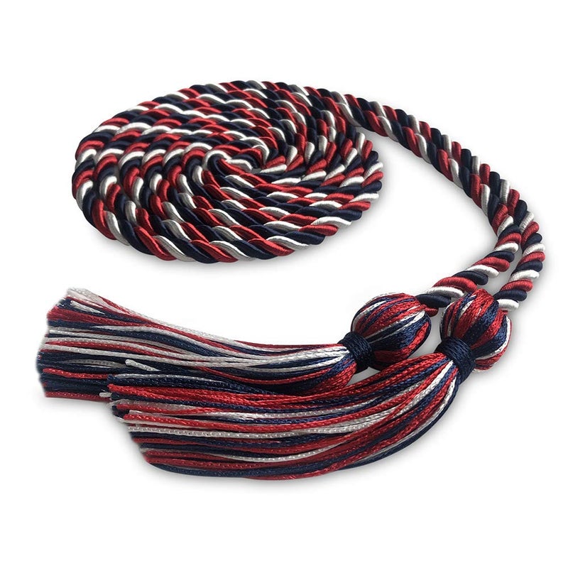 Endea Graduation Single Honor Cord ThreeColor Navy BlueRedWhite