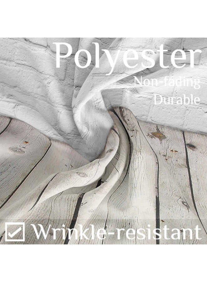 Allenjoy Fabric 5x7FT White Brick Wall with Wooden Floor Photography Backdrops Photo Background for Newborn Baby Photoshoot Photographer Props - Image 2