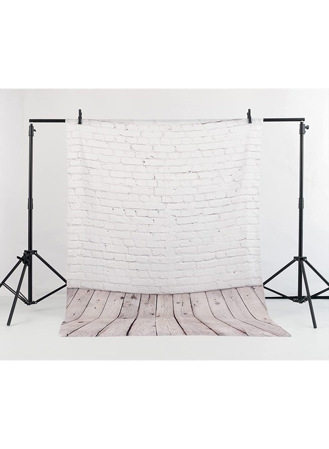 Allenjoy Fabric 5x7FT White Brick Wall with Wooden Floor Photography Backdrops Photo Background for Newborn Baby Photoshoot Photographer Props - Image 5