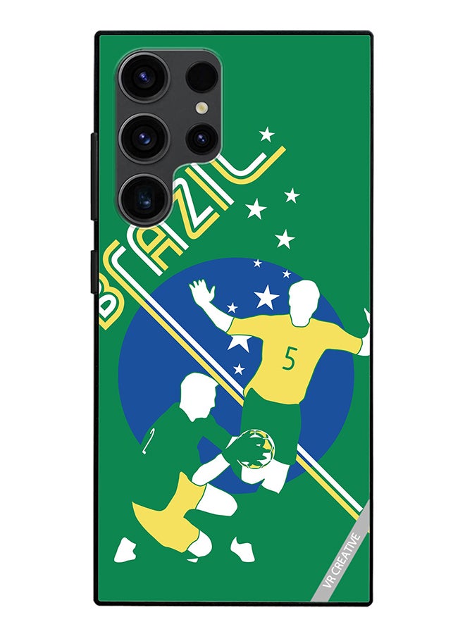 VR CREATIVE Protective Case Cover For Samsung Galaxy S24 Ultra Brazil Football Soccer Players Design Multicolour - Image 1