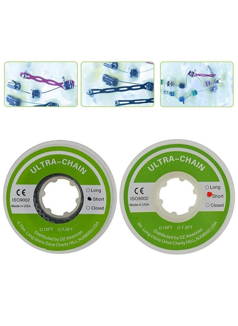 Geustos Orthodontic Bracket Rubber Chain Power Chain, Medium Distance, Dental Rubber Chain For Brackets, Continuous, Transparent and Gray, 2.28m/Roll  - Image 2