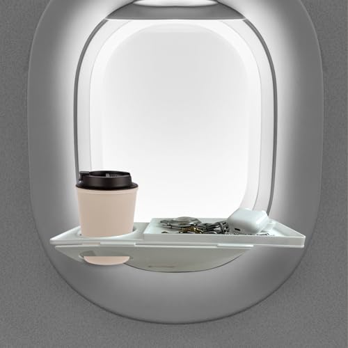 Airplane Window Organizer Plane Window Drink Gadget Cup Holder Long Flight Essentials Accessories Airline Seat Organization Station for Phone and Gadgets US Patent Pending White