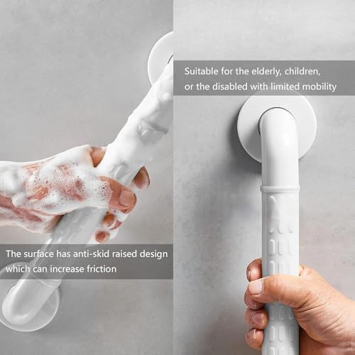 Plantex 12 Inch Strong ABS Grab Bar for Toilet Support/Bathroom Support for Elderly People with Luminous Grip - Pack of 1 (White) - Image 2