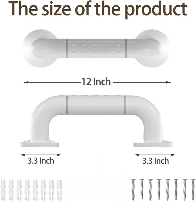 Plantex 12 Inch Strong ABS Grab Bar for Toilet Support/Bathroom Support for Elderly People with Luminous Grip - Pack of 1 (White) - Image 5