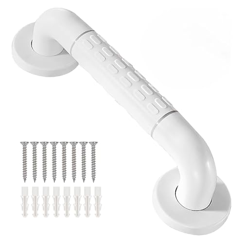 Plantex 12 Inch Strong ABS Grab Bar for Toilet Support/Bathroom Support for Elderly People with Luminous Grip - Pack of 1 (White) - Image 1
