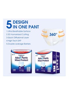 UniJoy 10 Pieces UniJoy Adult Diapers Pull Up / Pant Style Maximum Absorbency, Maximum Overnight Absorbency, Leak Protection, for Men and Women / Unisex, Medium – Large Size (Waist Size 60 cm – 110 cm)  - Image 3
