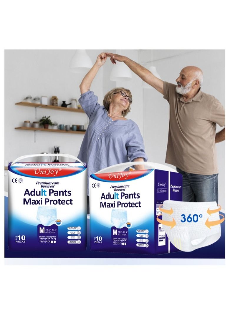 UniJoy 10 Pieces UniJoy Adult Diapers Pull Up / Pant Style Maximum Absorbency, Maximum Overnight Absorbency, Leak Protection, for Men and Women / Unisex, Medium – Large Size (Waist Size 60 cm – 110 cm)  - Image 2