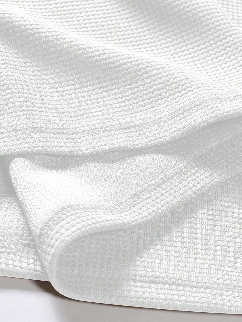 TAGDO Men's Waffle Knitted Polo Neck Regular Fit Tees (RF-Chain-Waffle-2015-White-S) - Image 2