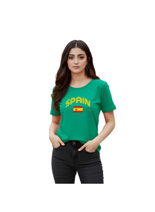 Spain Adult T-Shirt for Womens - Round Neck Short Sleeve Cotton T-Shirt - Soft and Comfortable Womens Tshirt - Perfect for Souvenir - Image 1