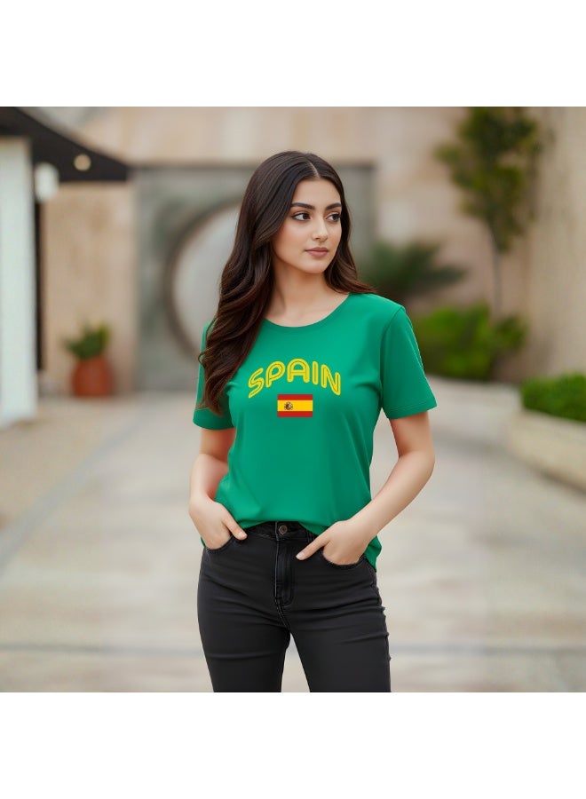 Spain Adult T-Shirt for Womens - Round Neck Short Sleeve Cotton T-Shirt - Soft and Comfortable Womens Tshirt - Perfect for Souvenir - Image 3