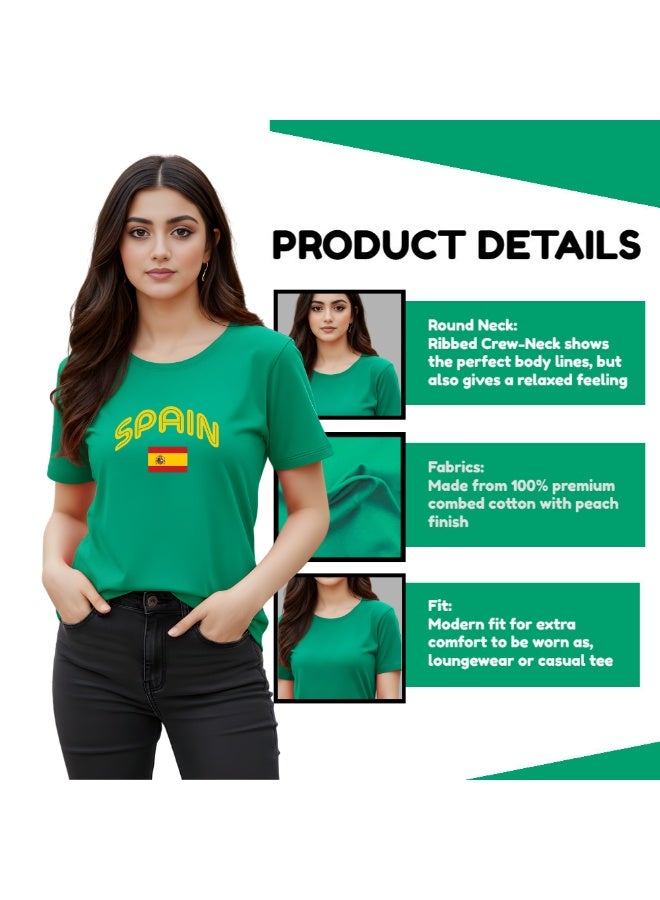 Spain Adult T-Shirt for Womens - Round Neck Short Sleeve Cotton T-Shirt - Soft and Comfortable Womens Tshirt - Perfect for Souvenir - Image 4