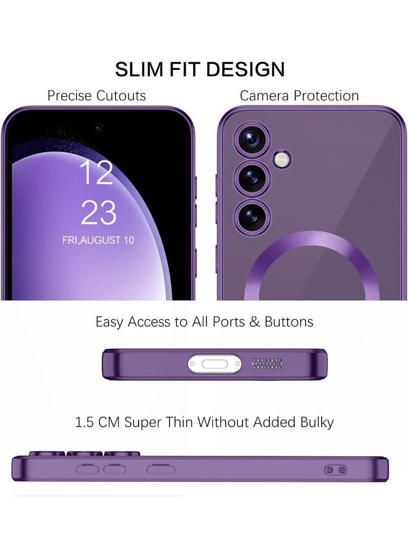 Magnetic Clear Case for Samsung Galaxy S25 FE with Camera Lens Protector Magsafe Compatible Electroplated Soft TPU Shockproof Anti-Scratch Phone Case for Galaxy S25 FE - Image 2