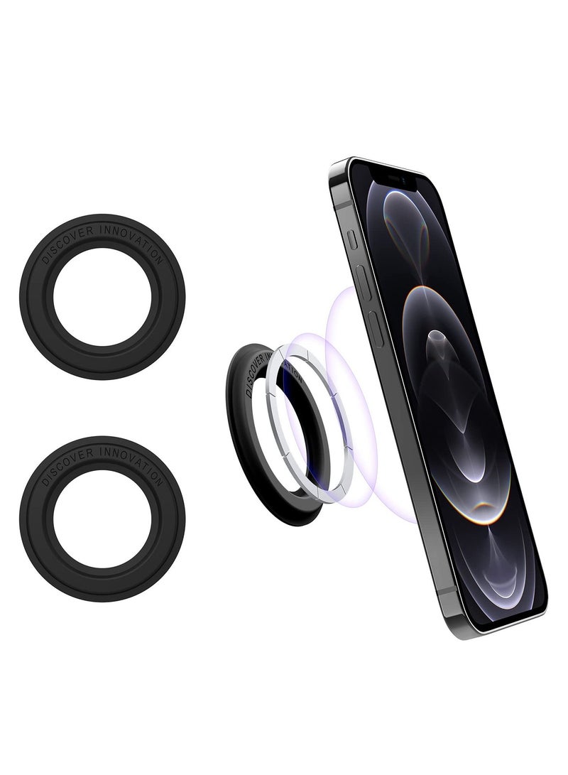 SYOSI Magnetic Shower Phone Holder Mag Safe Wall Mount, 2 Pack Magnetic Sticker for iPhone 14 Pro Max/14 Pro/14/13/12 Series/Magsafe Case, Mag Safe Phone Mount for Kitchen, Bathroom, Black - Image 1