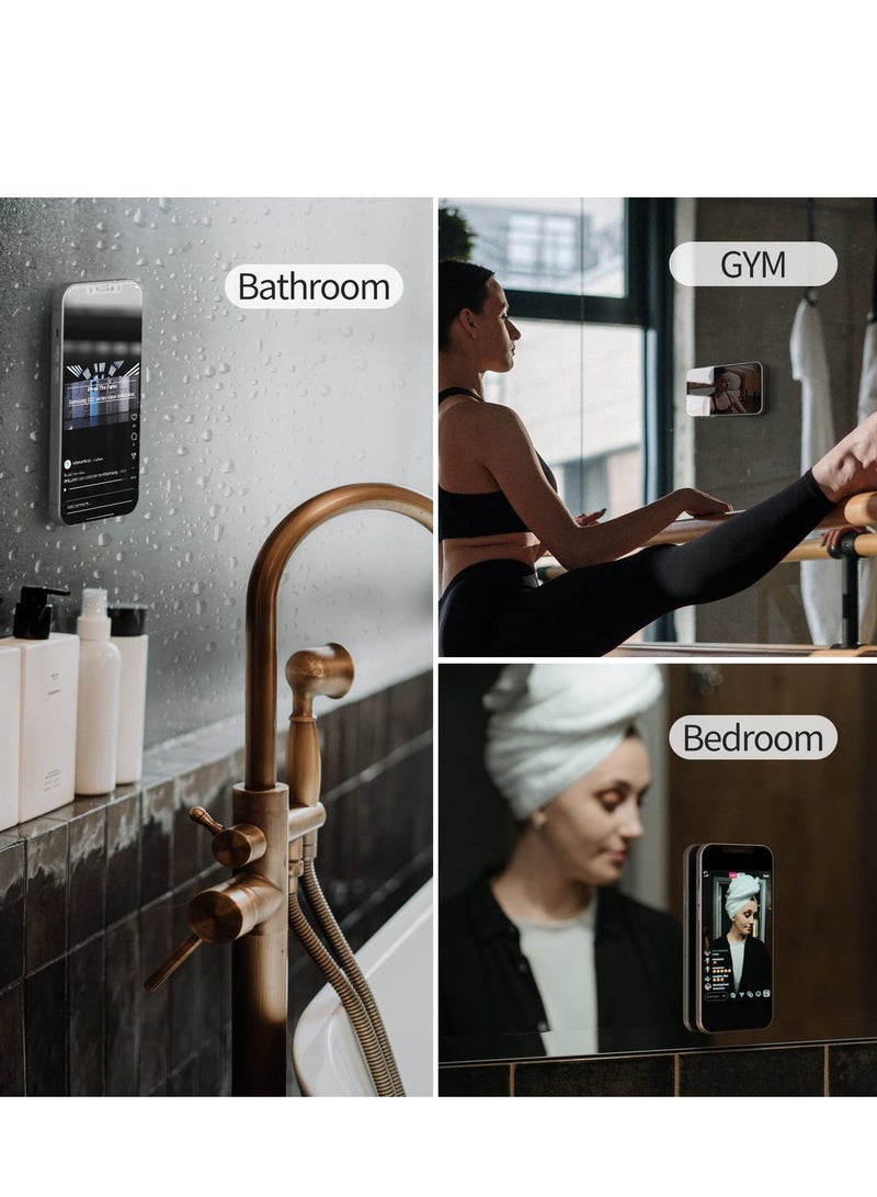 SYOSI Magnetic Shower Phone Holder Mag Safe Wall Mount, 2 Pack Magnetic Sticker for iPhone 14 Pro Max/14 Pro/14/13/12 Series/Magsafe Case, Mag Safe Phone Mount for Kitchen, Bathroom, Black - Image 3