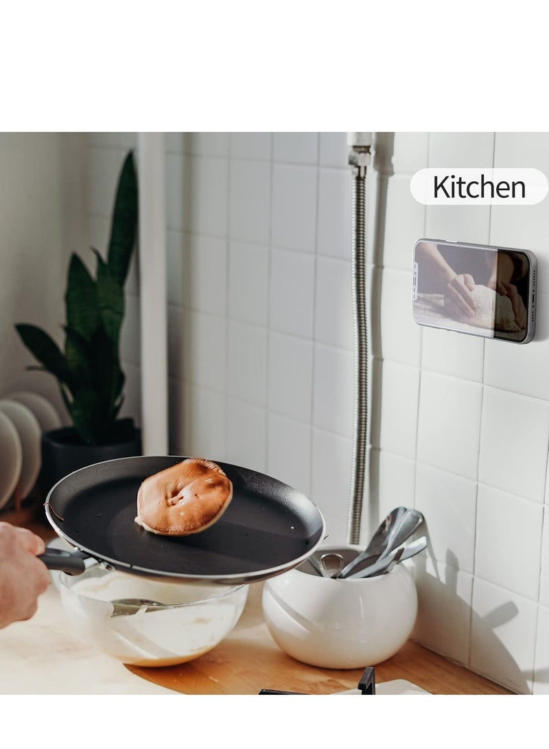 SYOSI Magnetic Shower Phone Holder Mag Safe Wall Mount, 2 Pack Magnetic Sticker for iPhone 14 Pro Max/14 Pro/14/13/12 Series/Magsafe Case, Mag Safe Phone Mount for Kitchen, Bathroom, Black - Image 5