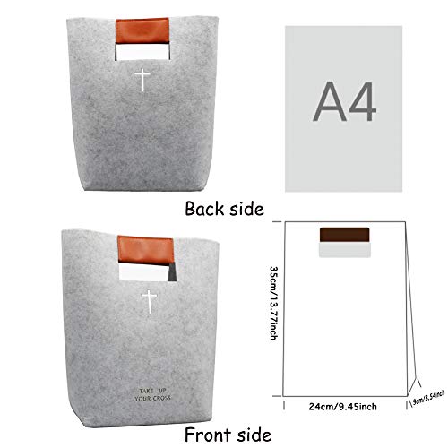 aolaso Bible Bag for Women Men, Felt Bible Tote, Bible Carrying Cover Case Church Bag Christian Gift - Image 3