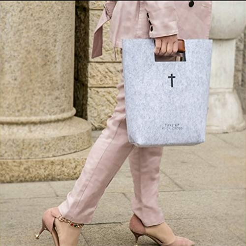aolaso Bible Bag for Women Men, Felt Bible Tote, Bible Carrying Cover Case Church Bag Christian Gift - Image 5